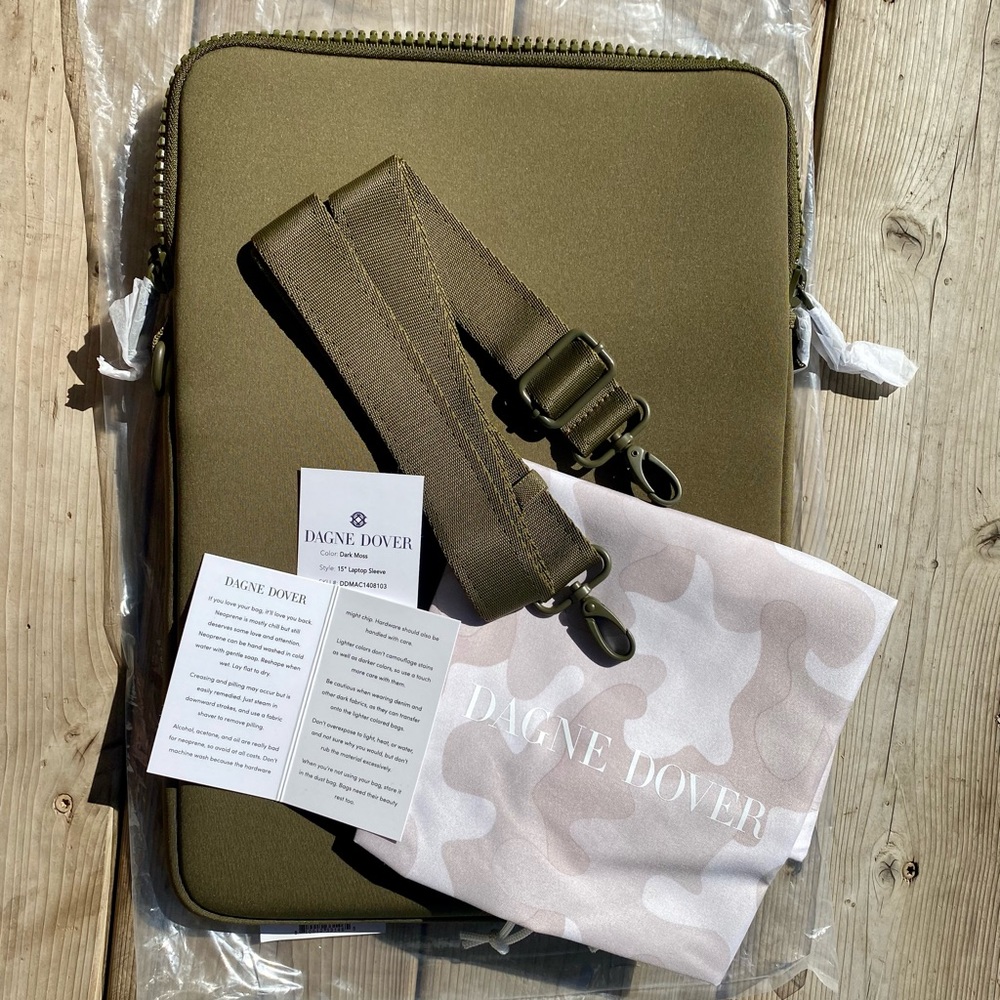 Dagne Dover Dark Moss 15” Laptop Sleeve and Crossbody Strap